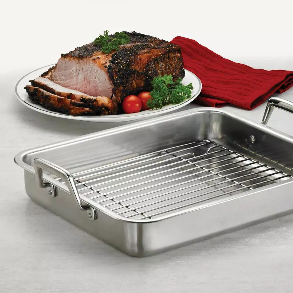 Tramontina Gourmet Prima 6.75 Qt. Stainless Steel Roasting Pan with Basting Grill