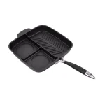 MasterPan3 11 in. Cast Aluminum 3-Compartment Nonstick Skillet, Black thumbnail 1