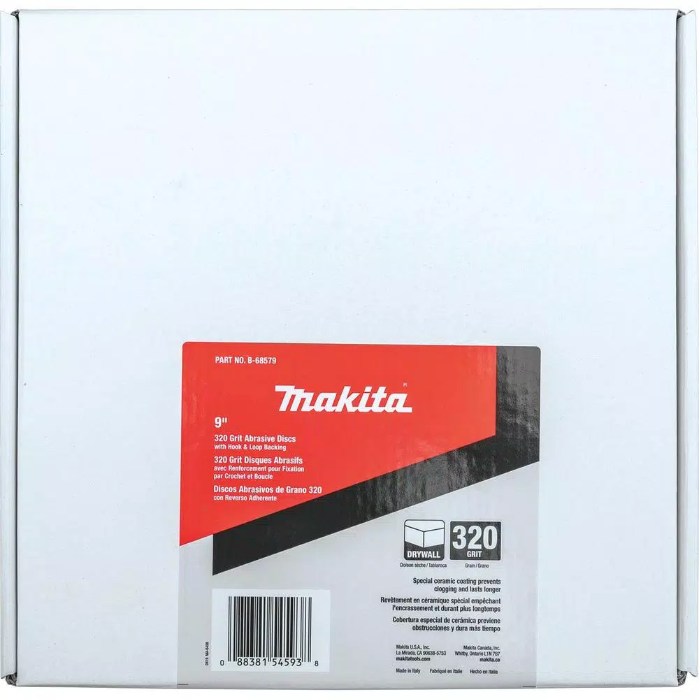 Makita 9 in. Round Ceramic Abrasive Discs, 320-Grit, Hook & Loop (25-Pack)