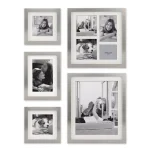 Stonebriar Collection Silver Metal Shadow Box Picture Frame Set, 5-Piece Gallery Wall Decor with White Mats thumbnail 1