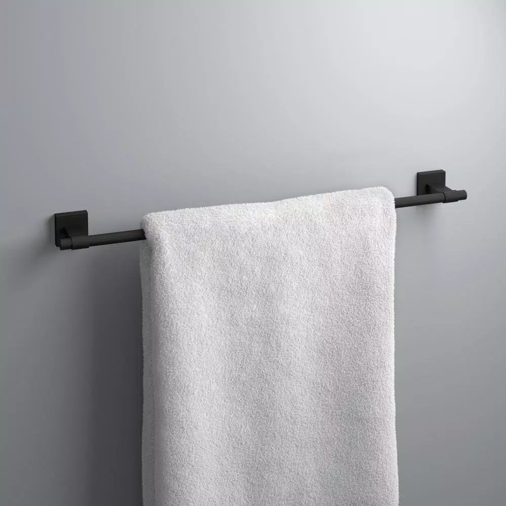 Franklin Brass Maxted 24 in. Single Towel Bar, Matte Black Modern Wall Mounted Bathroom Hardware