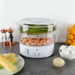 Classic Cuisine 6.3 Qt. White Rice Cooker and Vegetable Steamer with Built-In Timer thumbnail 5