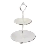 Stonebriar Collection Stonebriar Shabby Chic Worn White 2-Tier Metal Serving Tray thumbnail 2