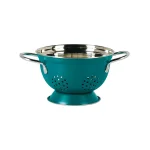Denmark Teal Stainless Steel Colander Set, 2-Piece Nesting Kitchen Strainers thumbnail 2