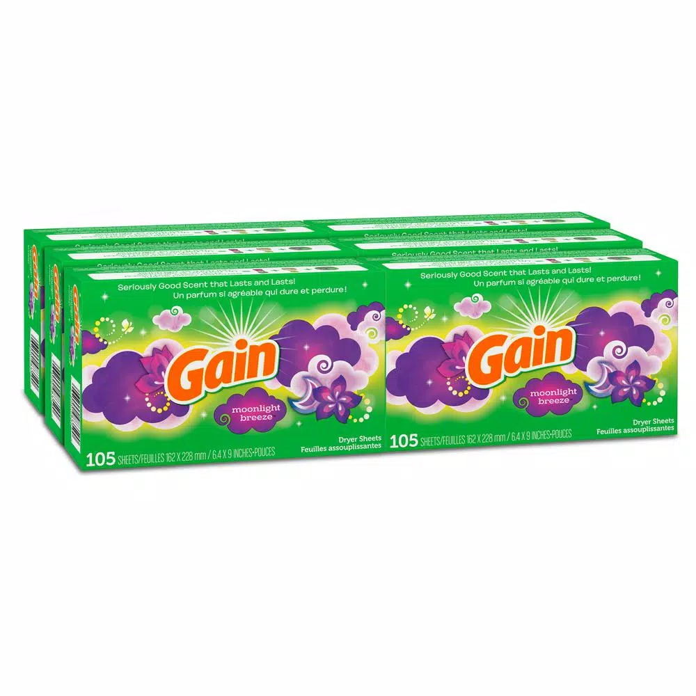 Gain Moonlight Breeze Dryer Sheets, 105-Count (6-Pack, 630 Total Sheets)