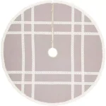 VHC Brands 55 in. Grey Margot Farmhouse Christmas Tree Skirt with Diamond Lace and Chambray thumbnail 1