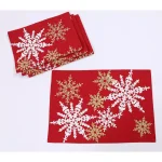 Manor Luxe Xia Home Fashions 14 x 20 in. Red Magical Snowflakes Crewel Embroidered Christmas Placemats, Set of 4 thumbnail 1