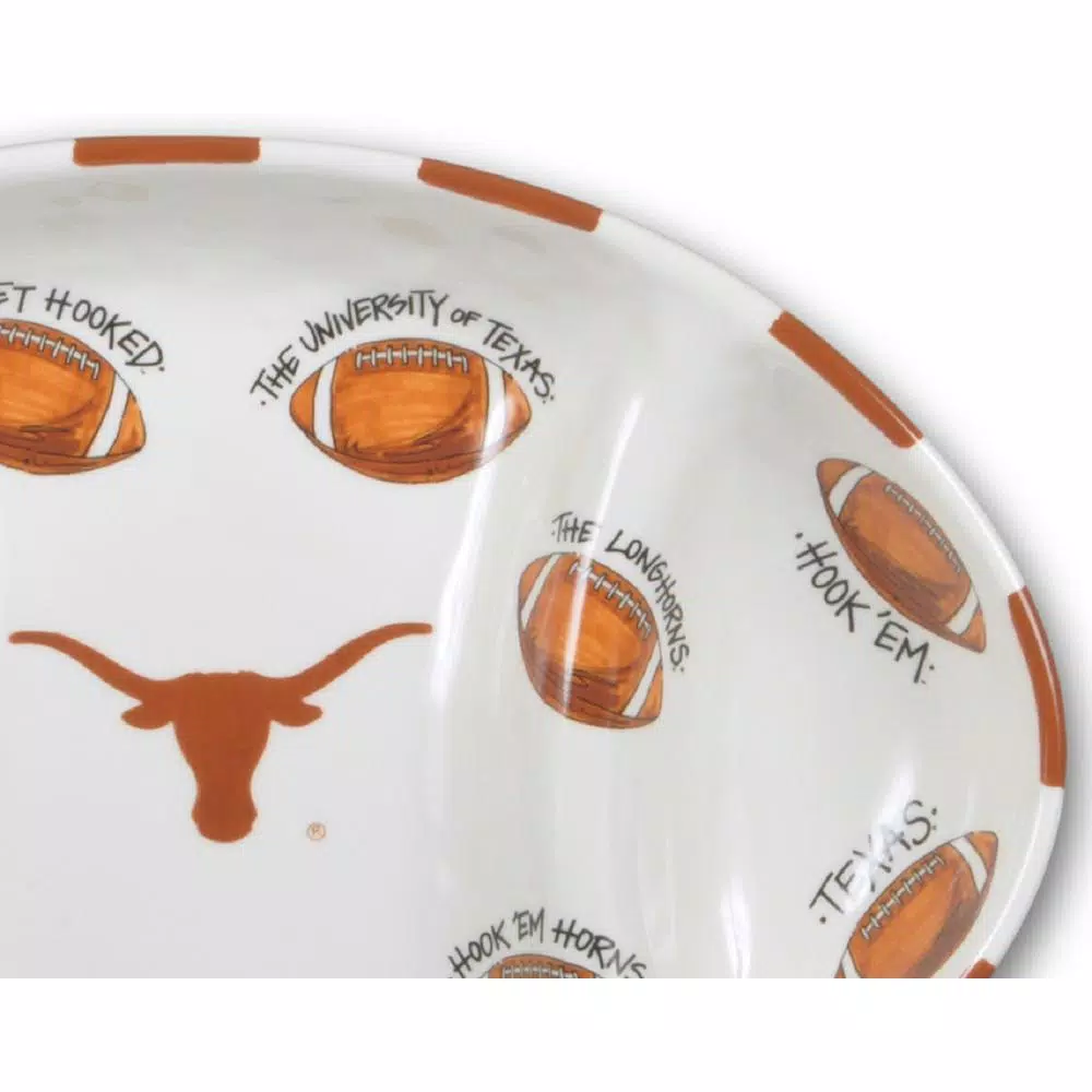 Magnolia Lane NCAA Texas Collegiate Football Ceramic Tailgating Serving Platter, 3-Section Divided Design