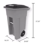Toter 32 Gallon Blue Rollout Recycling Bin with Attached Hinged Lid thumbnail 5