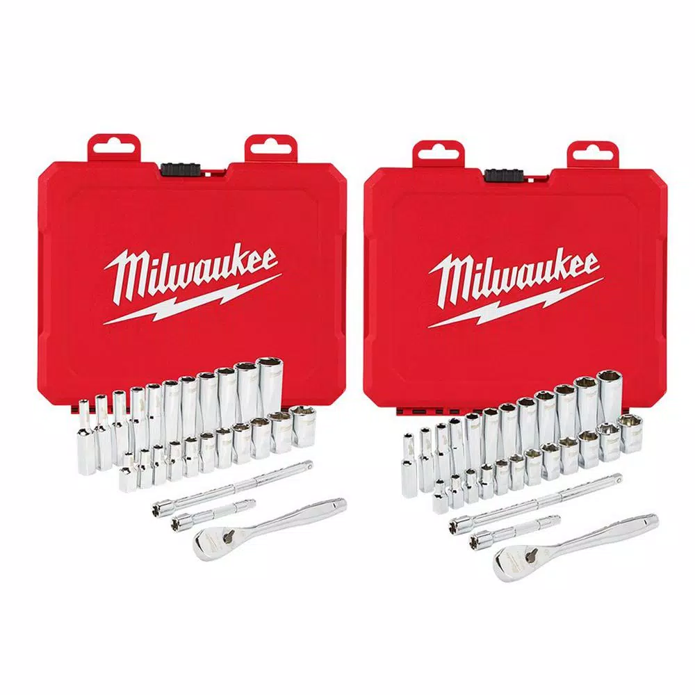 Milwaukee 1/4 in. Drive SAE & Metric Ratchet and Socket Mechanics Tool Set, 54-Piece