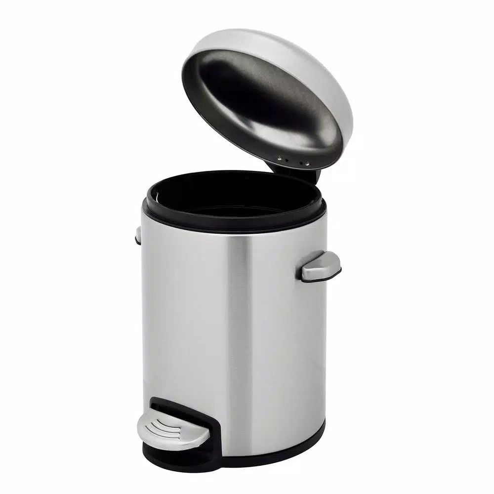 Innovaze Stainless Steel Round Step-On Trash Can Set, 8 Gal. and 1.3 Gal. Fingerprint Resistant