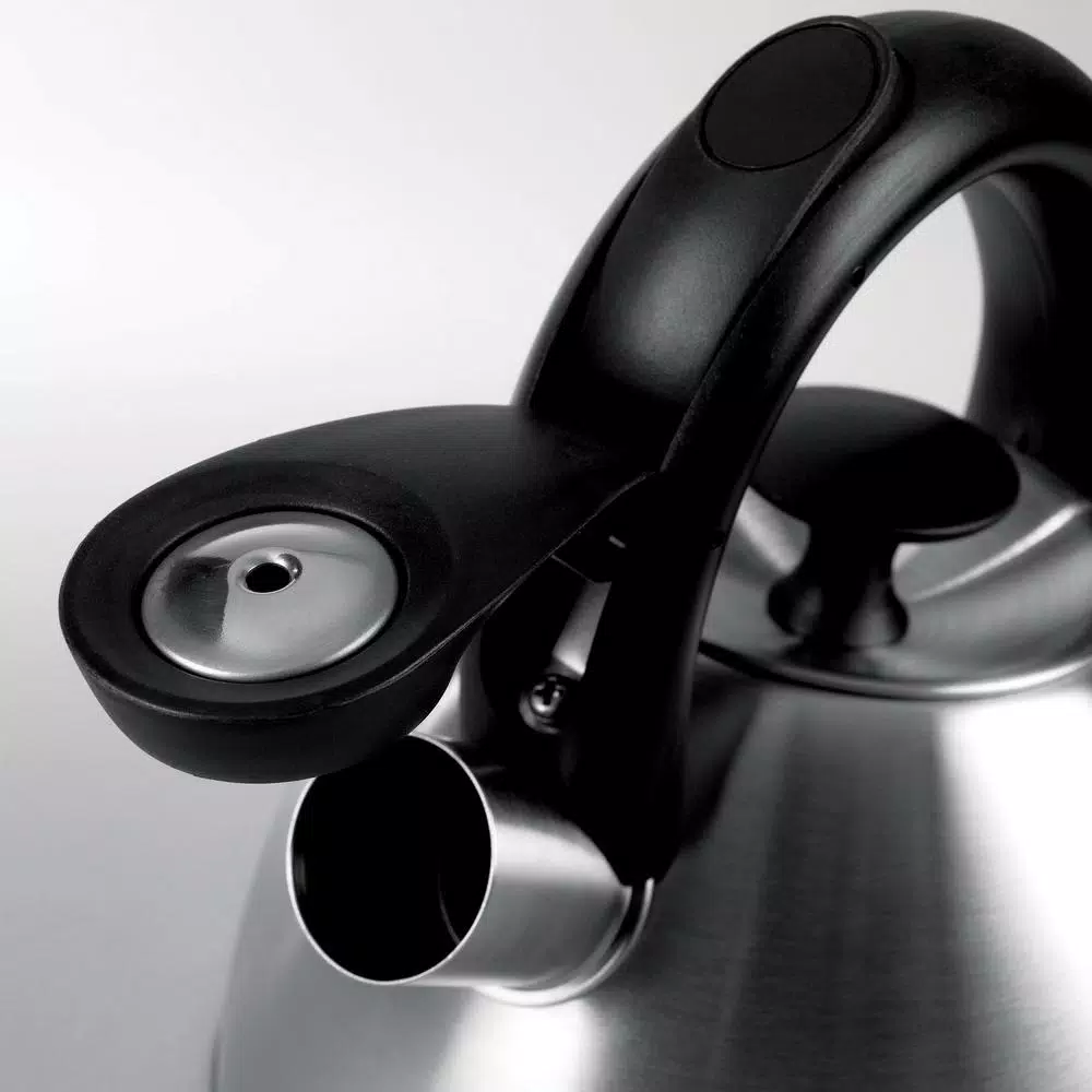 OXO Brew Good Grips Click-Click 8.4-Cup Brushed Stainless Steel Tea Kettle with Whistle