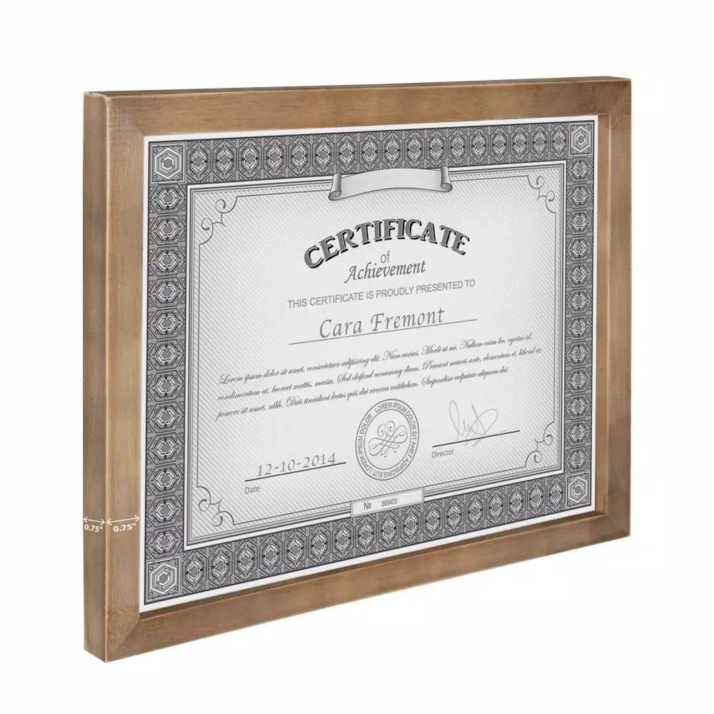 DesignOvation Gallery 8.5 x 11 in. Rustic Brown Wood Document Picture Frame Set, 4-Pack