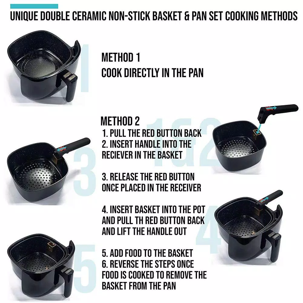 Emerald 1818 4.2 Qt. 1800W Air Fryer with Double Ceramic Non-Stick Basket and Pan Set