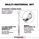 Milwaukee SHOCKWAVE 1/4 in. Carbide Multi-Material Drill Bit, 6 in. Length thumbnail 3