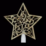 Northlight 10 in. Lighted Wooden Star Christmas Tree Topper with Clear Micro Lights thumbnail 1