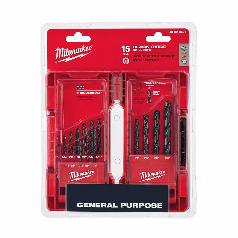 Milwaukee Thunderbolt Black Oxide Twist Drill Bit Set, 15-Piece