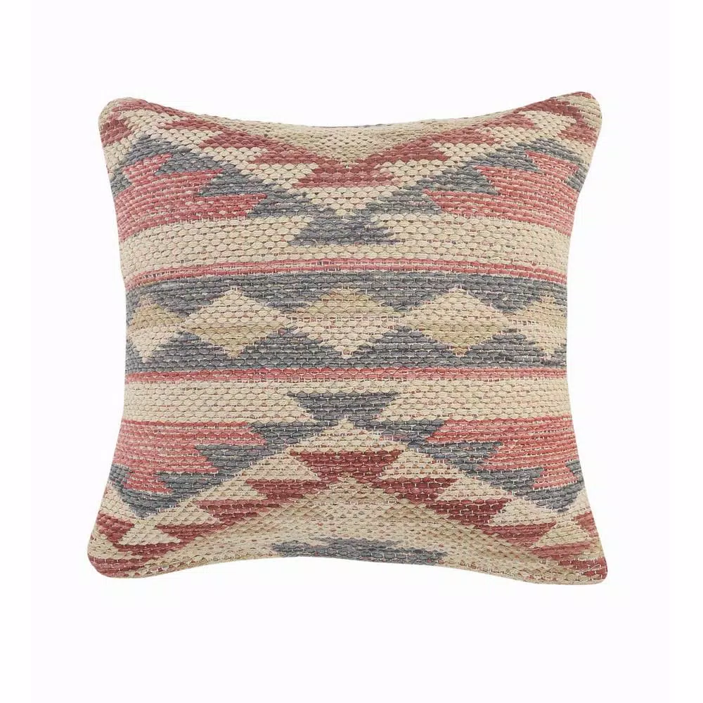LR Home Eclectic Multi-color Southwestern Graphic Throw Pillow, 18 x 18 in, 100% Cotton