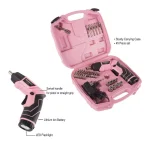 Stalwart 45-Piece Cordless Pivoting Screwdriver Set with 3.6V Lithium Battery and Carrying Case - Pink thumbnail 4