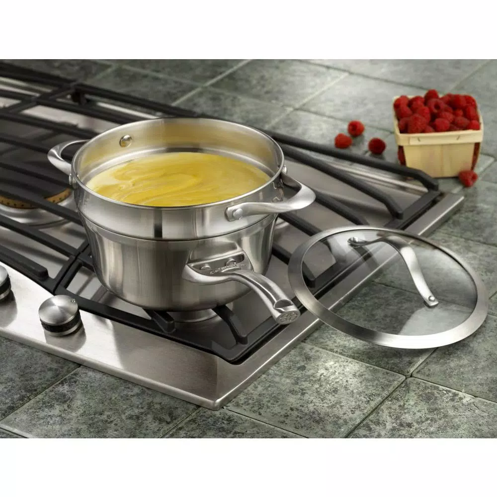 Calphalon Contemporary 3-Piece Stainless Steel Saucepan Set with Double Boiler Insert