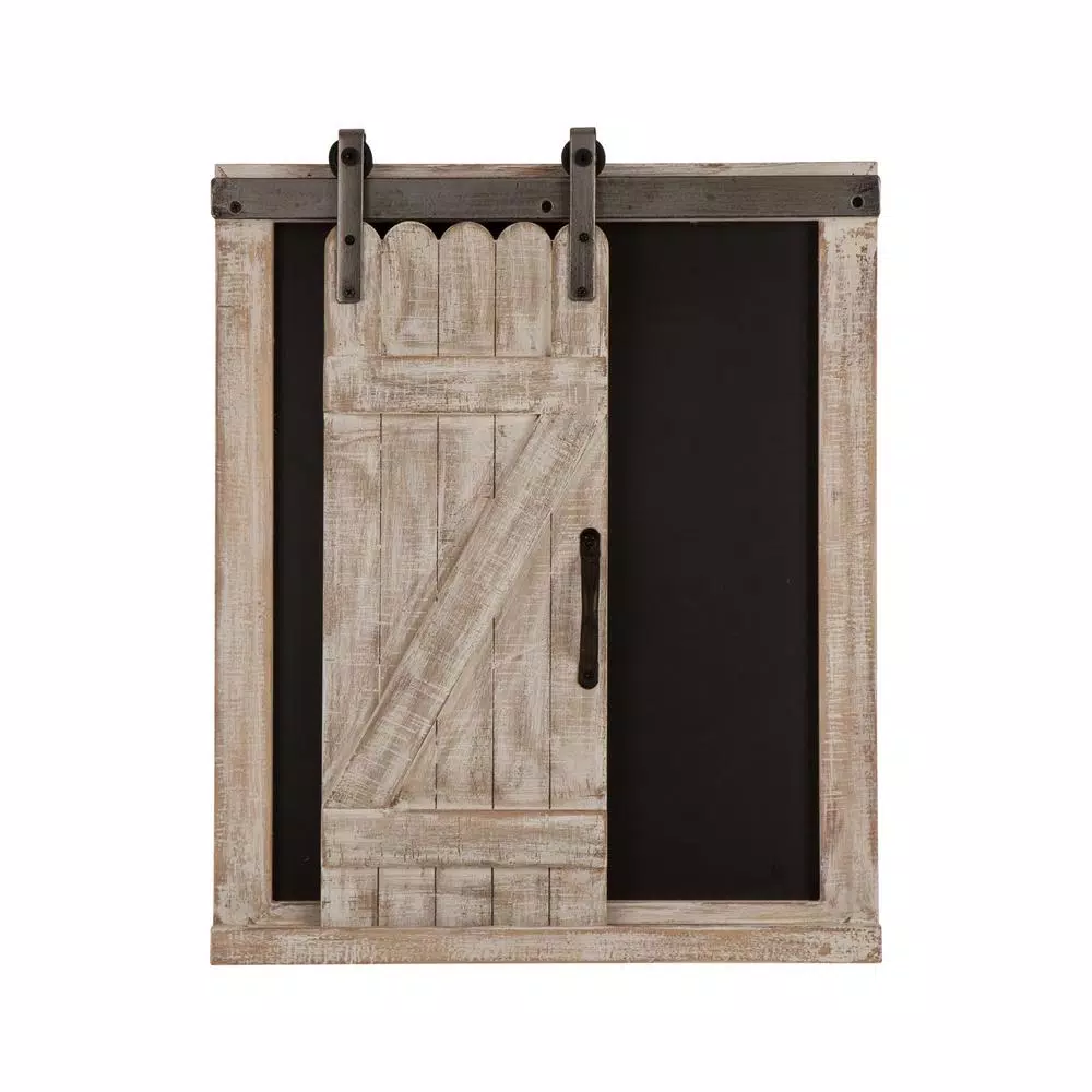 Glitzhome 19.75" Farmhouse Wooden Barn Door Chalkboard Memo Board Wall Decor