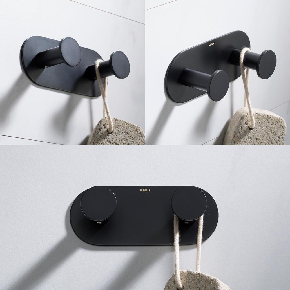 KRAUS Elie Double Robe and Towel Hook, Matte Black