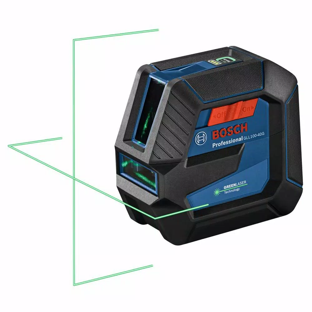 Bosch GLL100-40G Green Beam Self-Leveling Cross-Line Laser Level, 100 ft. Range
