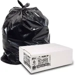 Unbranded 45 Gallon Black Low Density EZ Tie Closure Trash Bags, 1.5 Mil, 100-Count thumbnail 1
