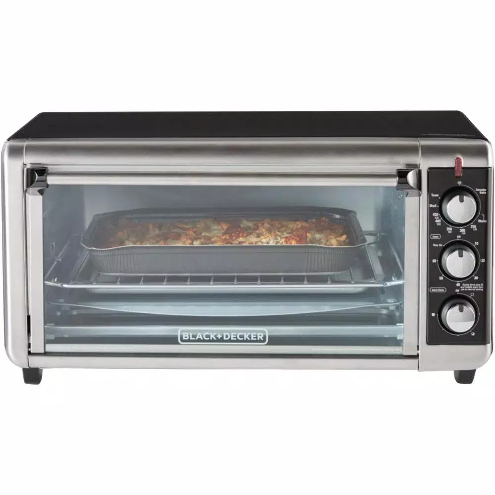 BLACK+DECKER 1500W 8-Slice Stainless Steel Convection Toaster Oven with Broiler
