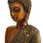 LITTON LANE Polystone Sitting Buddha Sculpture with Mirrored Accents and Bronze Finish thumbnail 5