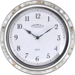 FirsTime & Co. Sophia Mosaic Wall Clock - Silver & Sandstone Shell Decor thumbnail 1