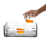 Mind Reader Black Acrylic 6-Slot Cup Holder Serving Tray with Cutout Handles thumbnail 5