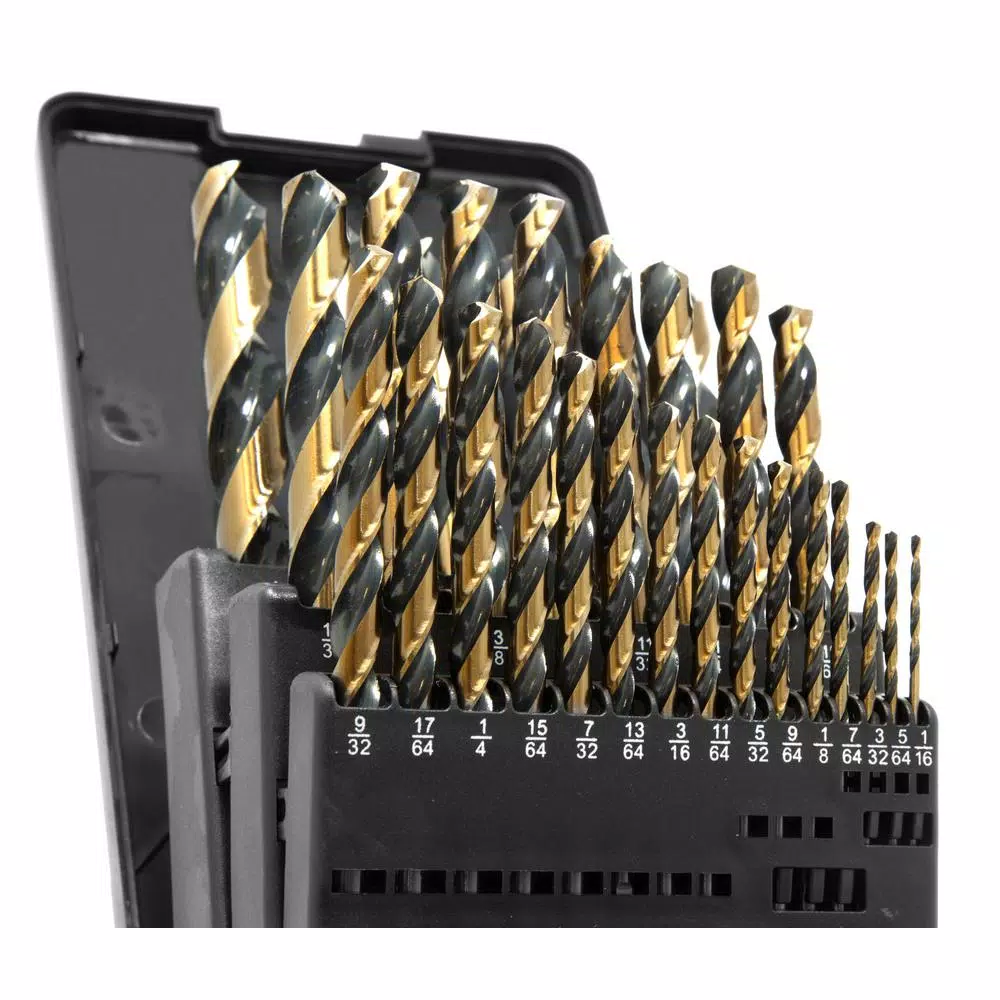 WEN 29-Piece HSS Jobber Drill Bit Set with Black Gold Finish and Carrying Case