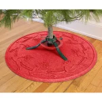 Bungalow Flooring WaterHog Aqua Shield Red 35 in. Round Reindeer Run Christmas Tree Mat thumbnail 2