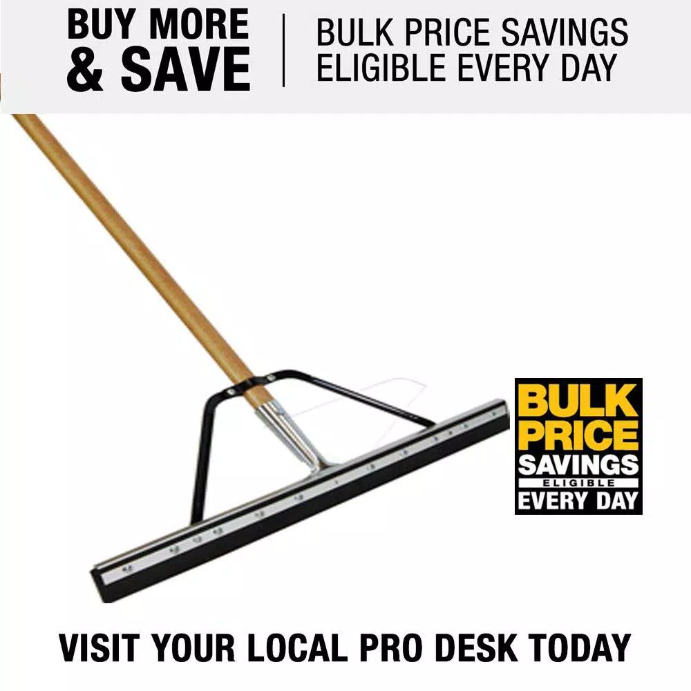 Quickie Professional 24 in. Floor Squeegee with 60 in. Hardwood Handle for Commercial and Residential Use