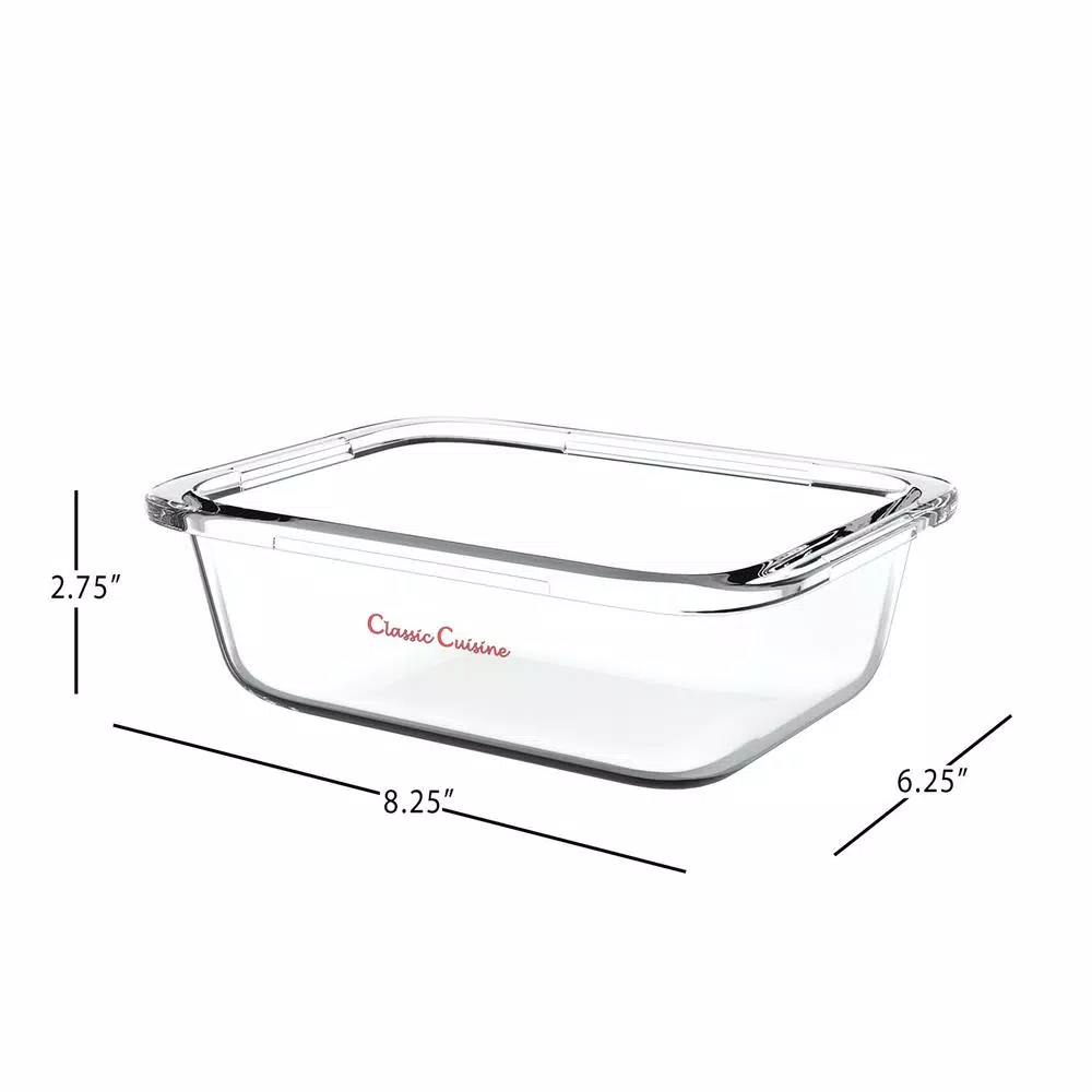 Classic Cuisine 10-Piece Borosilicate Glass Food Storage Container Set with Leak-Resistant Snap Lids