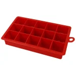 Unbranded Red Rectangular Silicone Ice Cube Tray - 15 Large 1.25 inch Cubes thumbnail 1