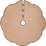 VHC Brands 48 in. Burgundy Check Red Primitive Christmas Tree Skirt with Scalloped Edge thumbnail 2