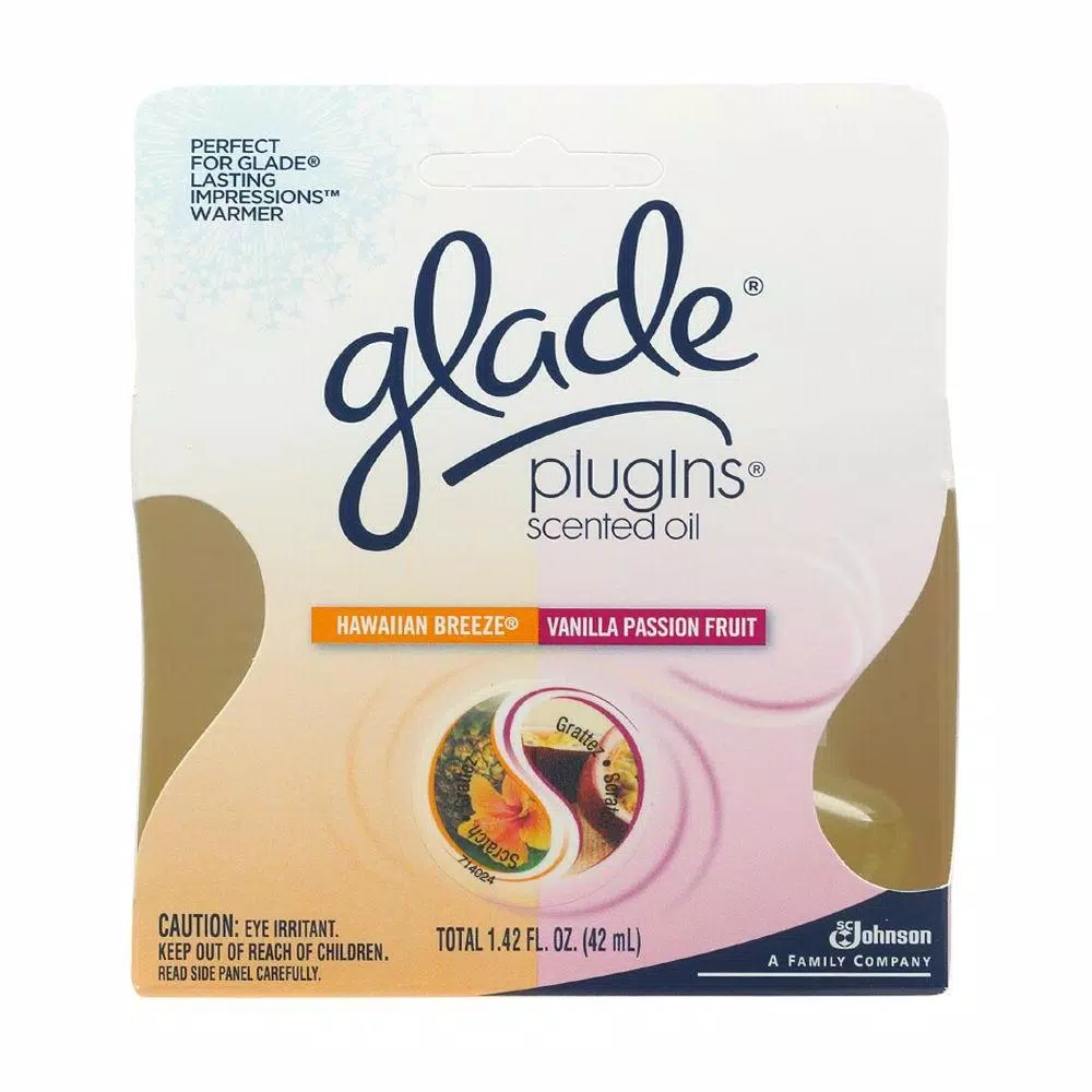 Glade PlugIns Scented Oil Refills, Hawaiian Breeze & Vanilla Passion Fruit, 0.71 oz (6-Pack)