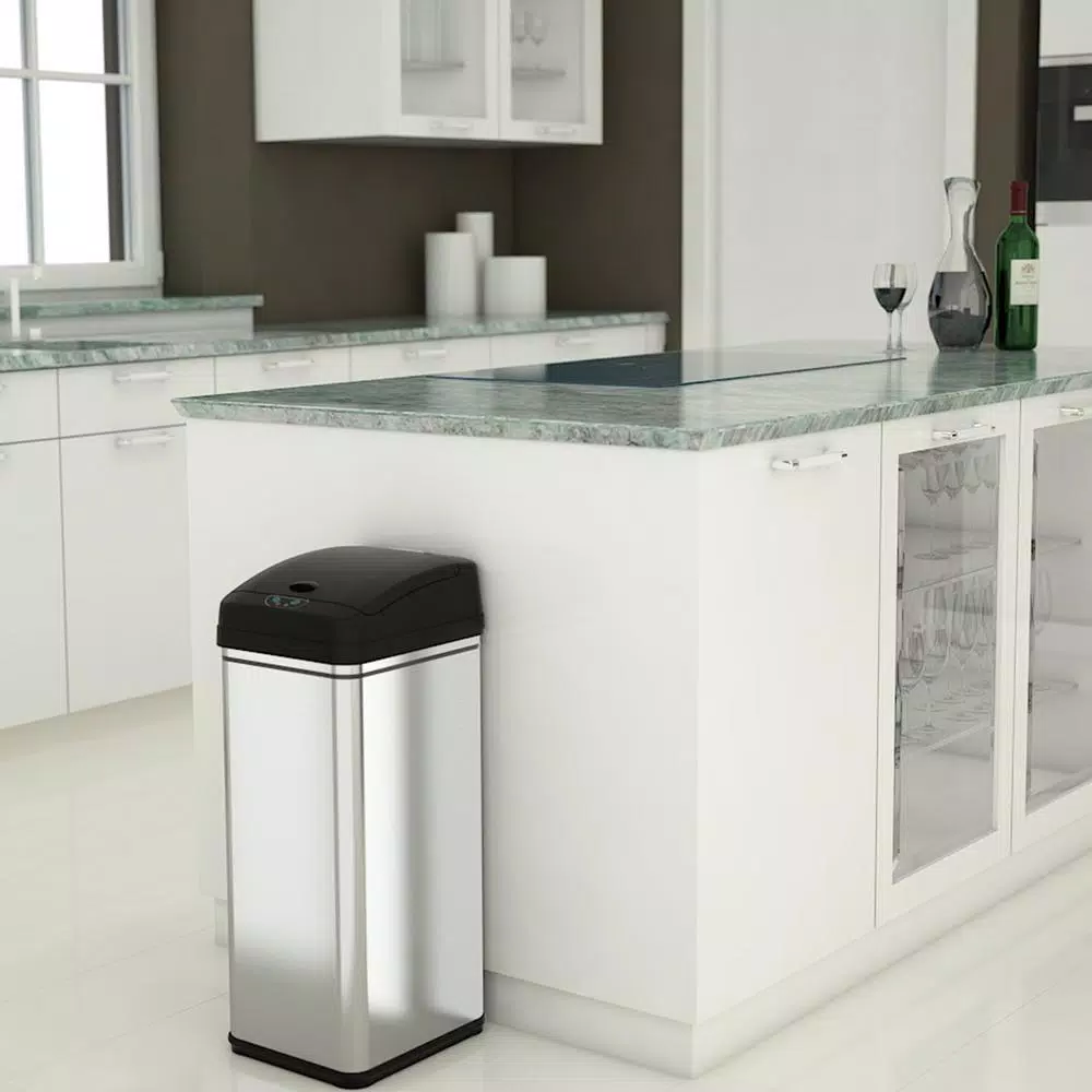 iTouchless 13 Gal. Stainless Steel Motion Sensing Touchless Trash Can with AbsorbX Odor Control