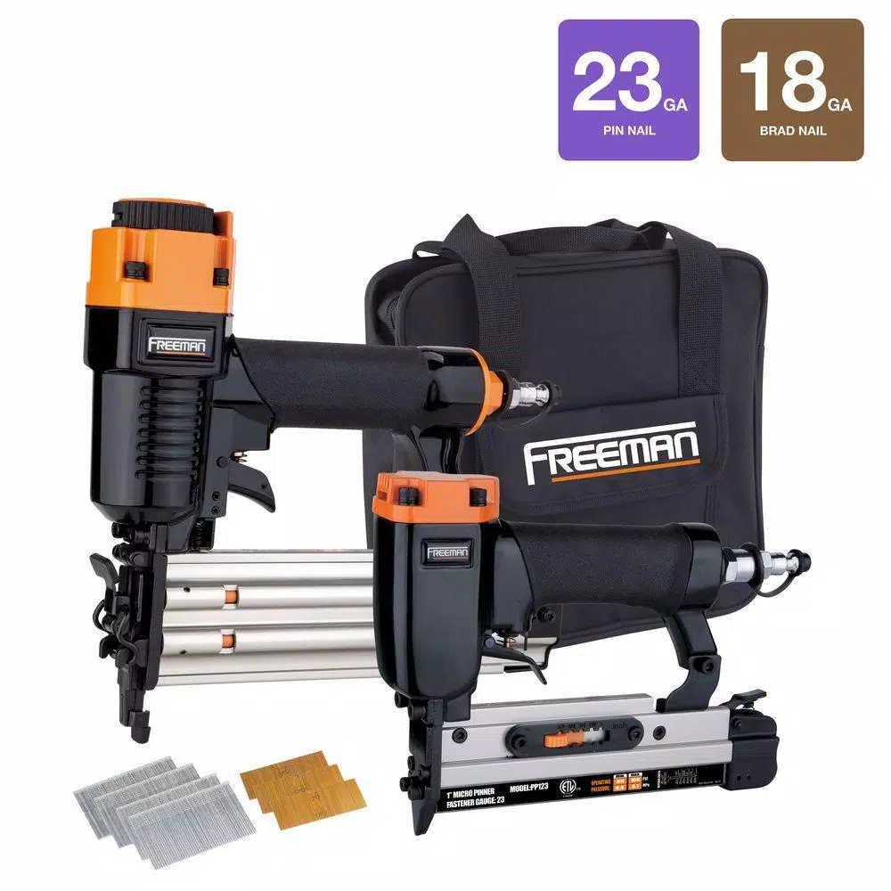 Freeman Professional Woodworker Pneumatic Nailer Kit - 18-Gauge Brad Nailer & 23-Gauge Micro Pin Nailer