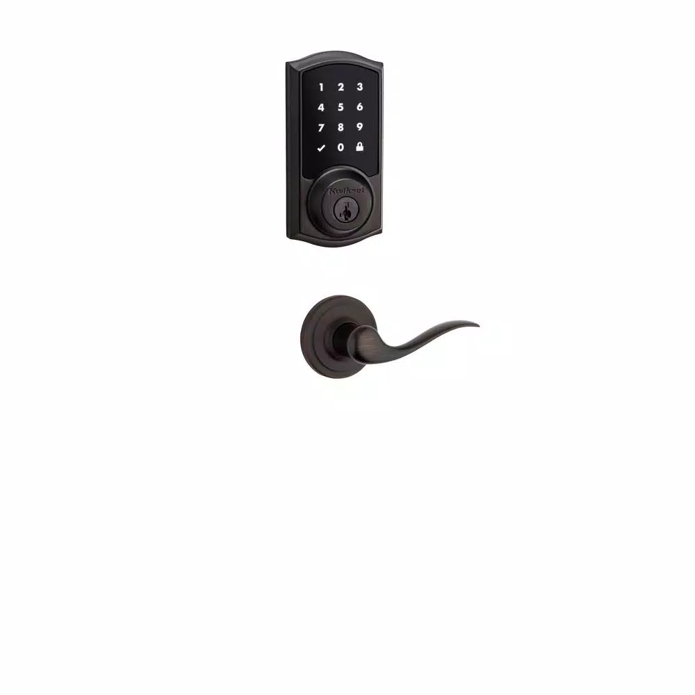 Kwikset Premis Apple HomeKit Smart Deadbolt with Tustin Hall/Closet Lever, Venetian Bronze