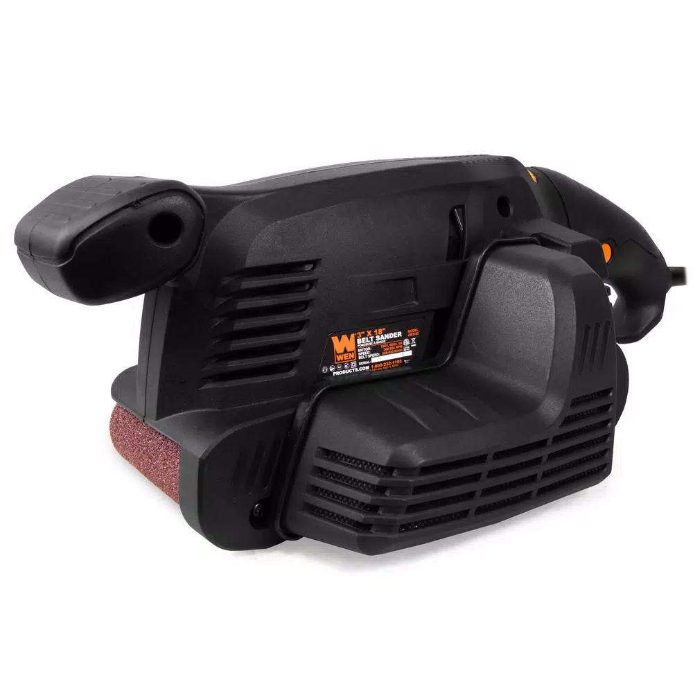 WEN 5-Amp 3 in. x 18 in. Variable Speed Corded Belt Sander, Handheld and Benchtop