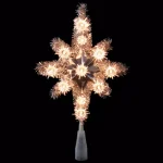 Northlight 11 in. Silver Tinsel Star of Bethlehem Christmas Tree Topper with Clear Mini Lights thumbnail 1