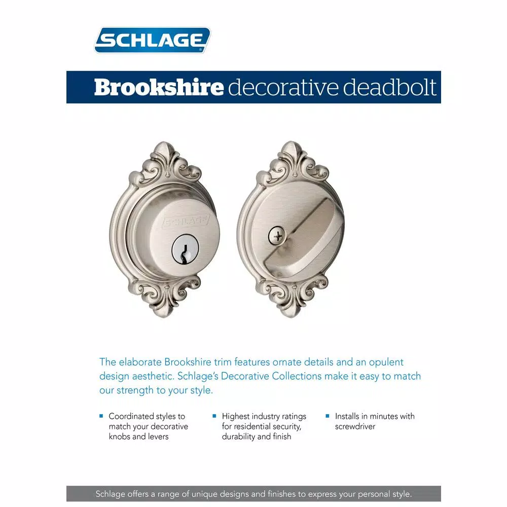 Schlage Brookshire Single Cylinder Deadbolt, Aged Bronze, ANSI Grade 1