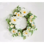 Unbranded 22 in. Cream Poppy Wreath with Silk Flowers and Natural Twig Base thumbnail 1