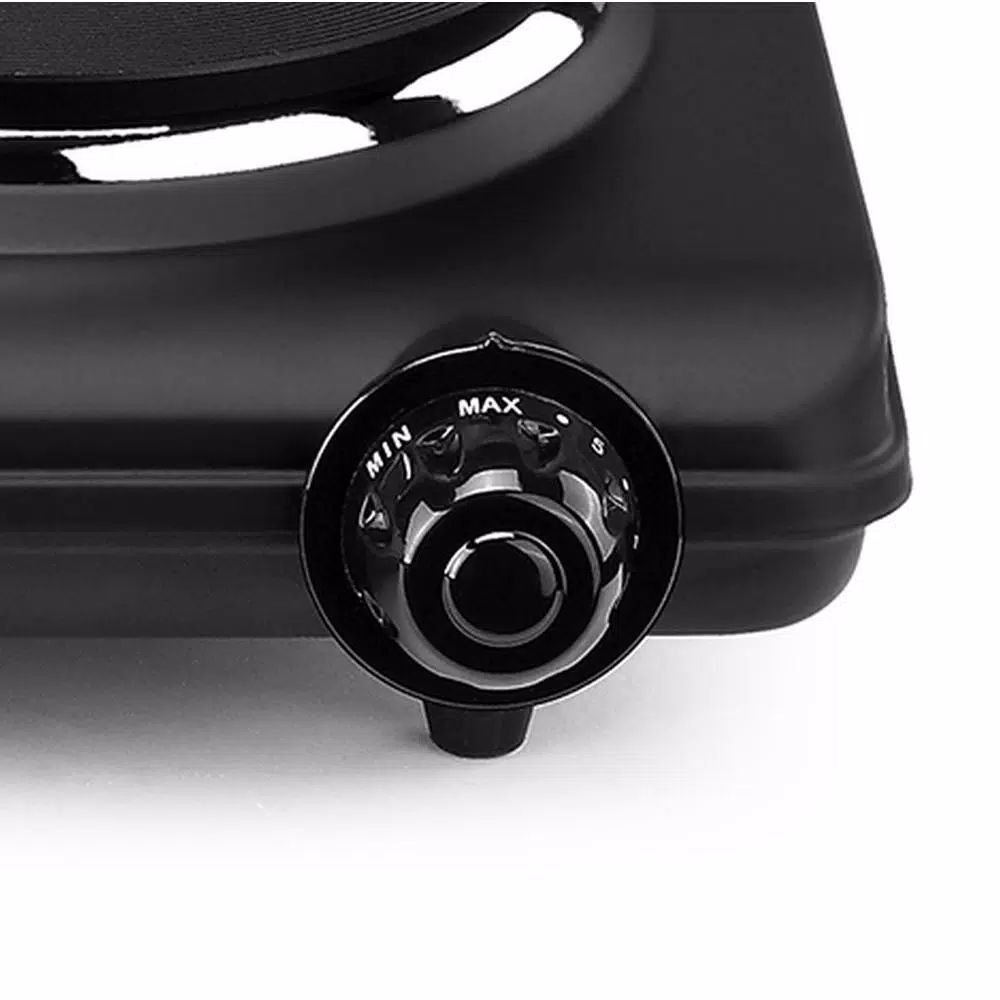 Continental Electric Portable 2-Burner Black Hot Plate with Cast Iron Plates and Adjustable Temperature Controls