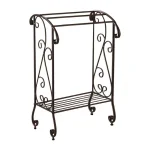 Kings Brand Furniture Classic Freestanding Towel Rack with 3 Bars and Shelf, Coffee Brown thumbnail 4