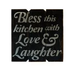 Unbranded Boulder Innovations 16 in. x 16 in. Bless This Kitchen With Love and Laughter Wood Wall Art thumbnail 2