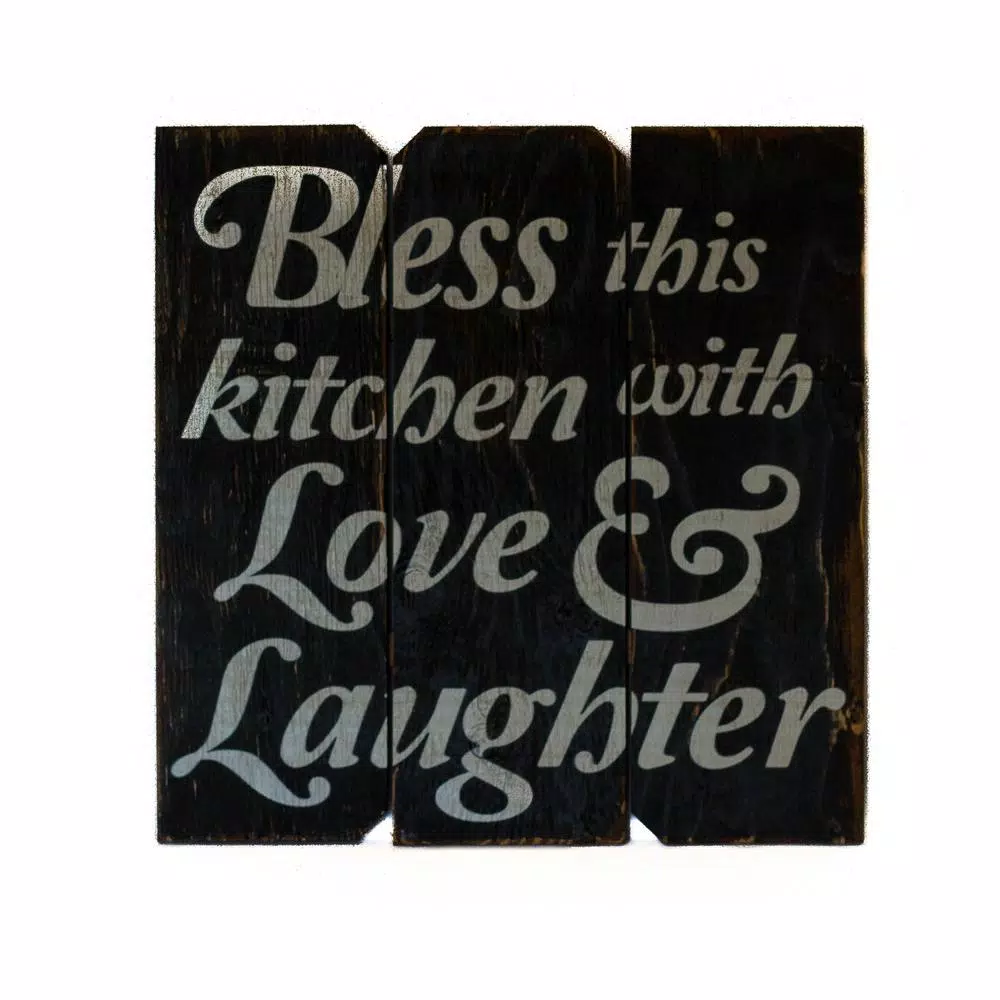 Unbranded Boulder Innovations 16 in. x 16 in. Bless This Kitchen With Love and Laughter Wood Wall Art
